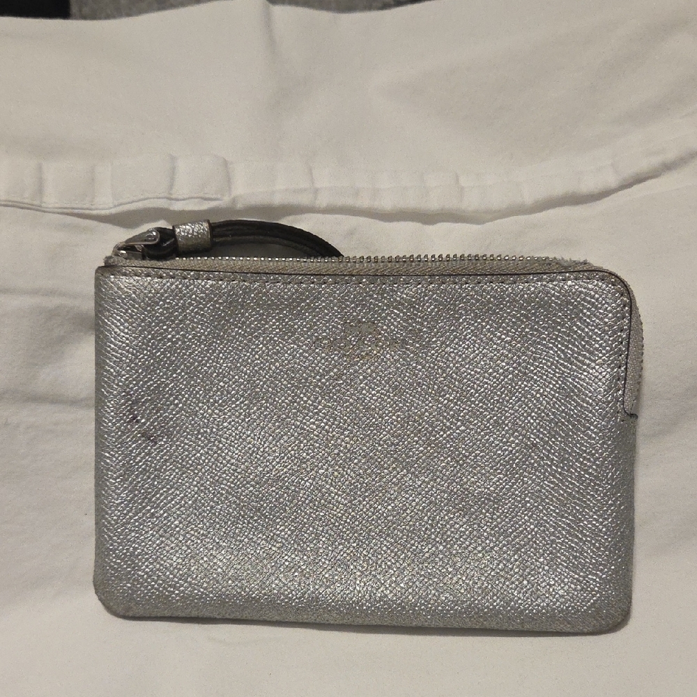 Coach Silver Wristlet Clutch